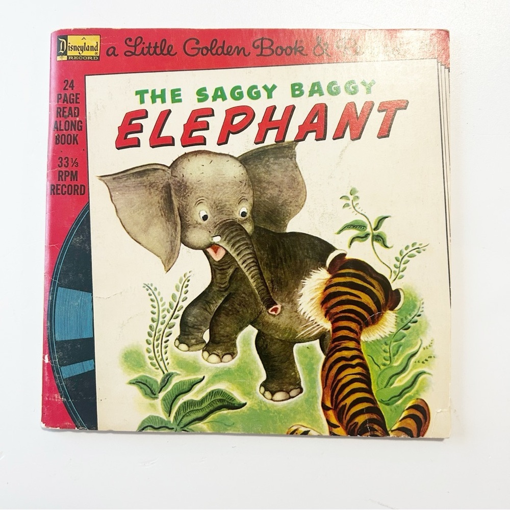 Vintage Little Golden Book The Saggy Baggy Elephant Book & 33 1/3 RPM Record